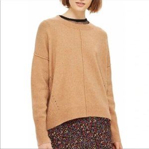 Topshop Tan Pointelle Speckled Pullover Sweater - 4